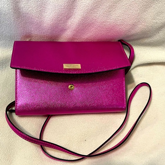 Kate Spade ♠️ Metallic Pink Clutch NWT - Picture 2 of 9